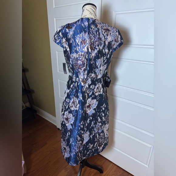 Kay Unger Women’s Sutton Midi Dress Rainforest Metallic Size 8 - Picture 4 of 11